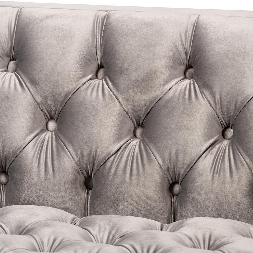Zanetta Glam and Luxe Gray Velvet Upholstered Gold Finished 2-Piece Sofa and Lounge Chair Set FredCo