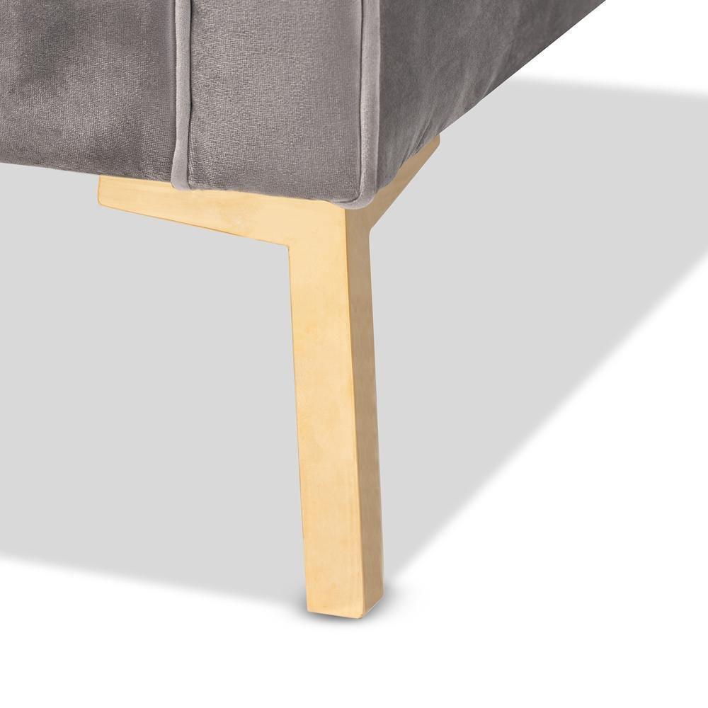 Zanetta Glam and Luxe Gray Velvet Upholstered Gold Finished Sofa FredCo