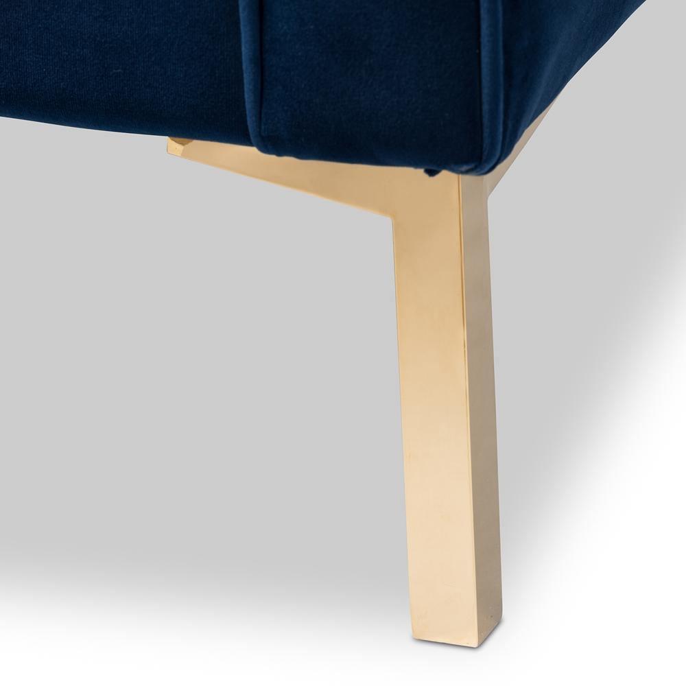 Zanetta Luxe and Glamour Navy Velvet Upholstered Gold Finished Lounge Chair FredCo
