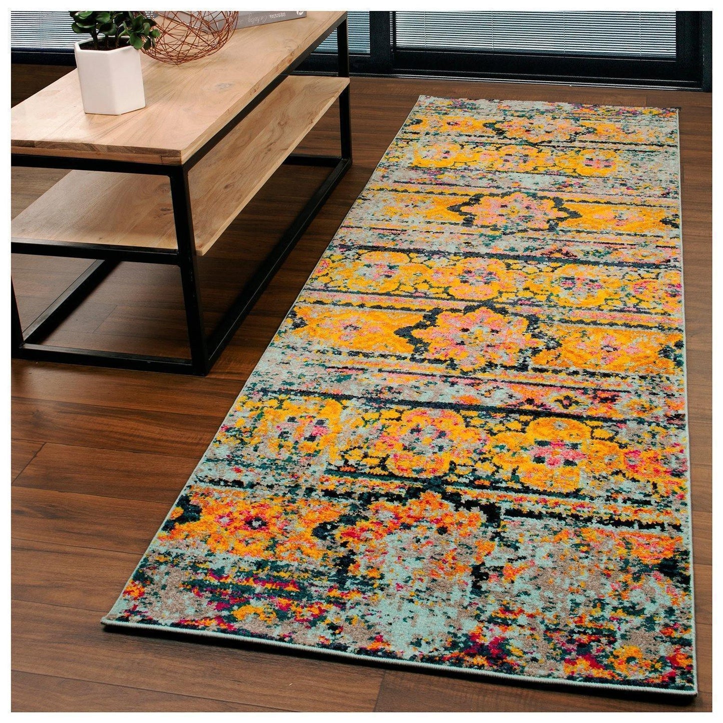 Zebrina Vintage Moroccan Floral Distressed Rug FredCo