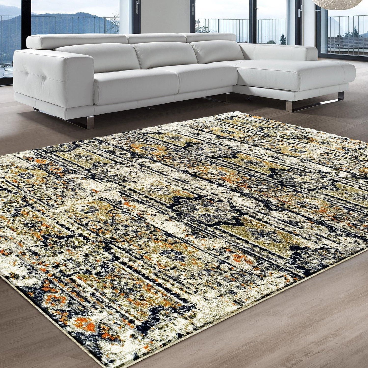 Zebrina Vintage Moroccan Floral Distressed Rug FredCo