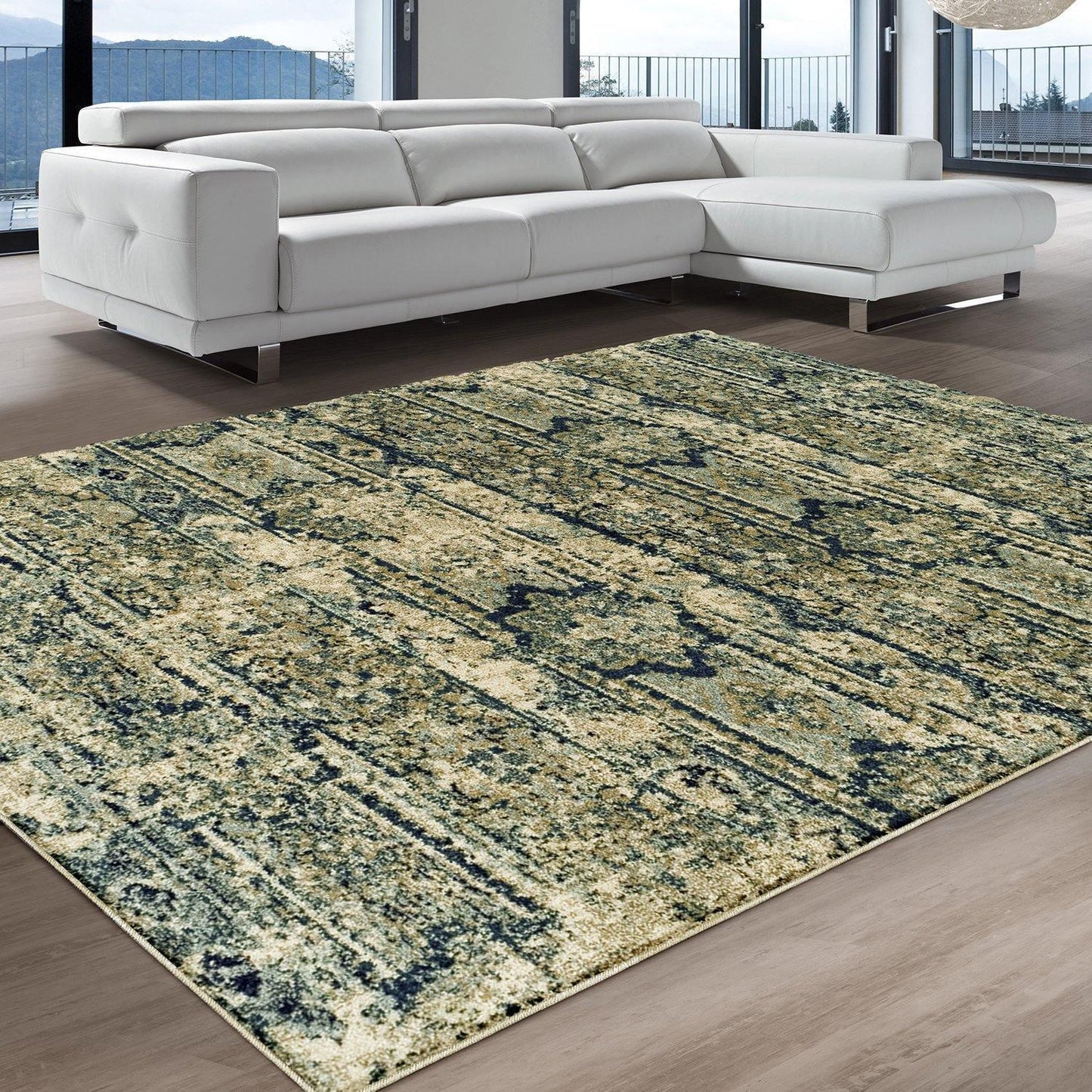 Zebrina Vintage Moroccan Floral Distressed Rug FredCo