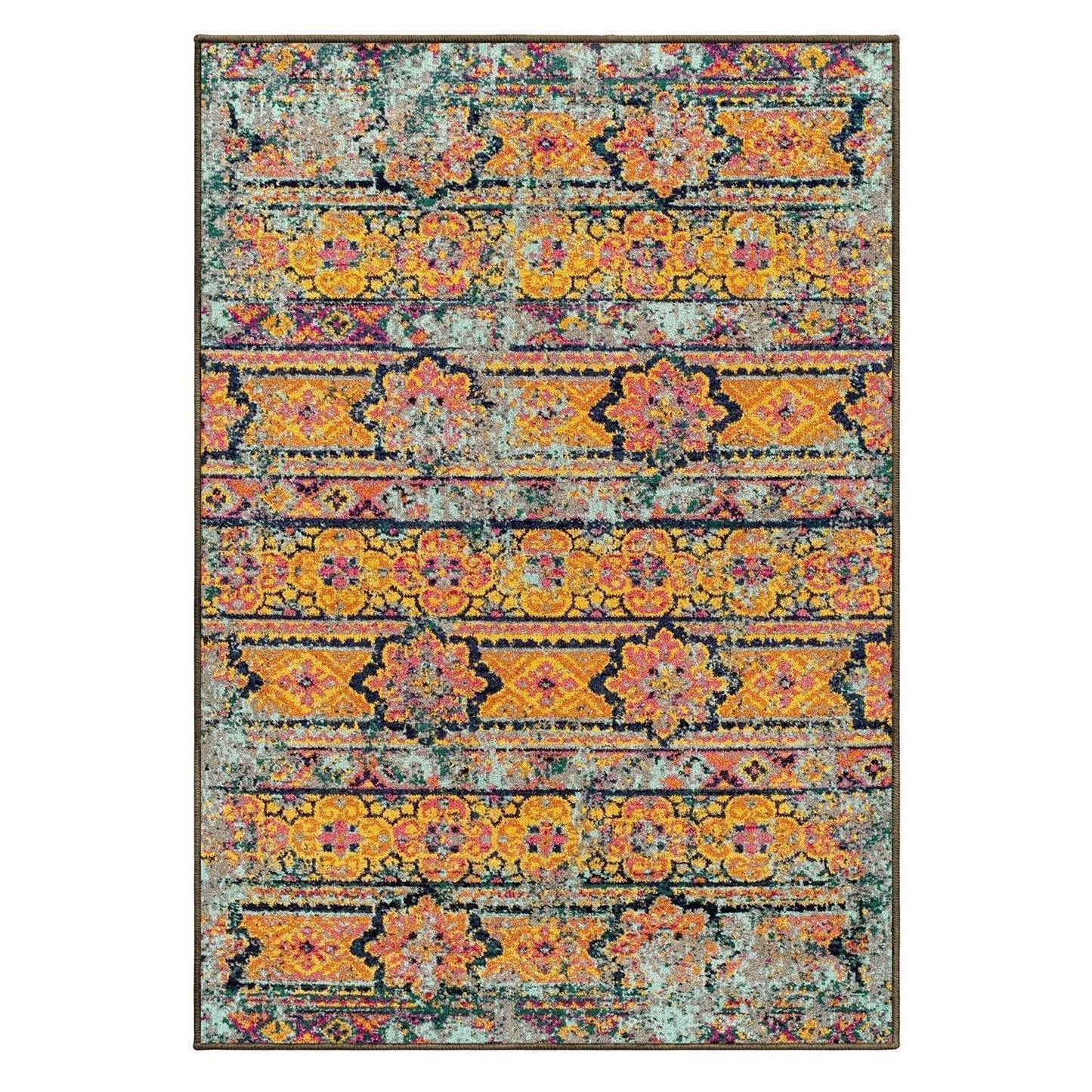 Zebrina Vintage Moroccan Floral Distressed Rug FredCo