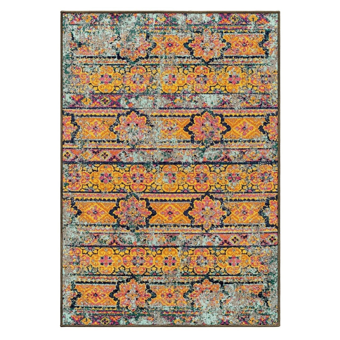 Zebrina Vintage Moroccan Floral Distressed Rug FredCo
