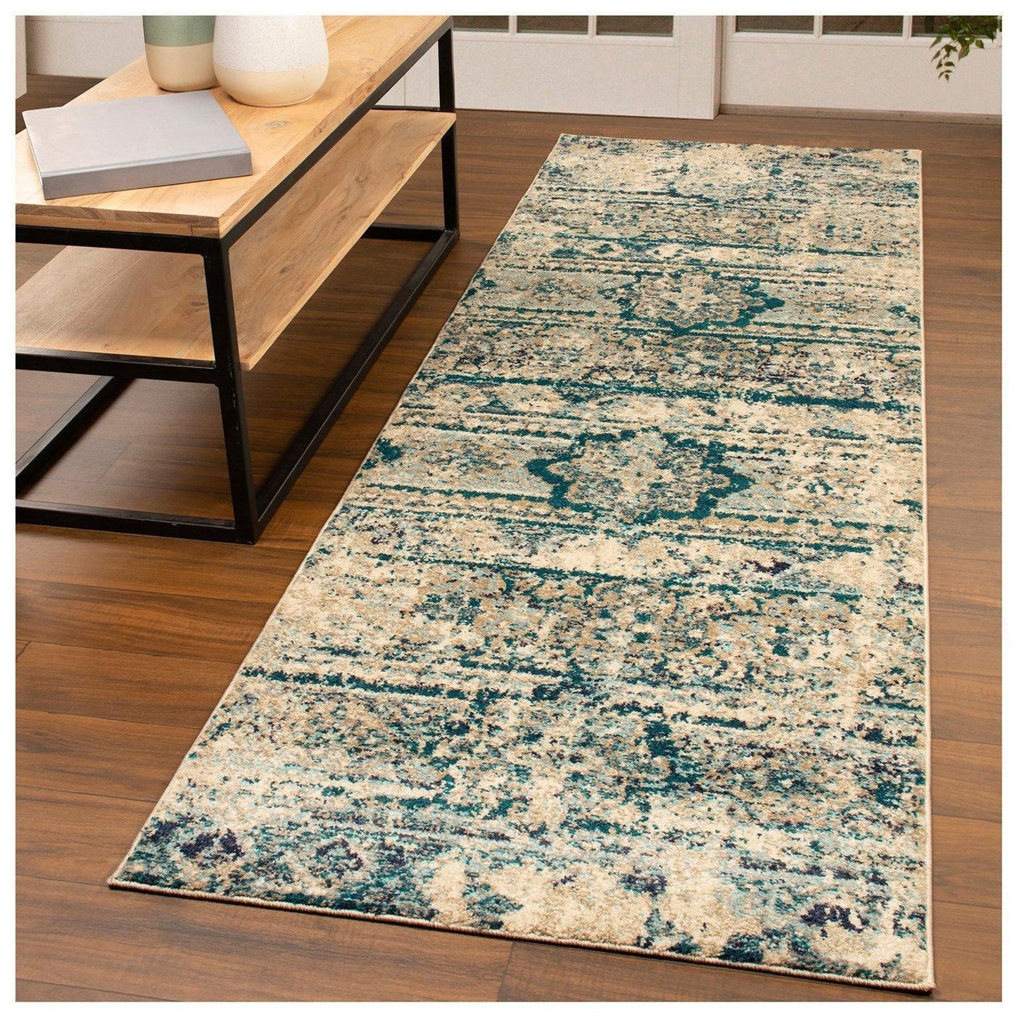Zebrina Vintage Moroccan Floral Distressed Rug FredCo