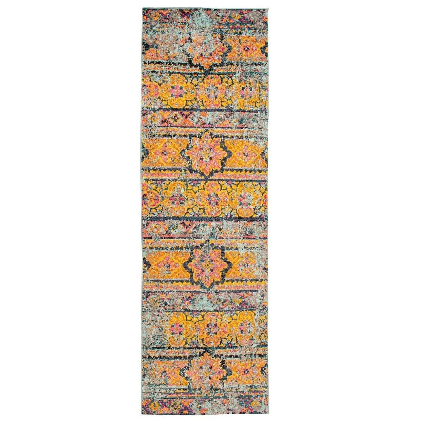Zebrina Vintage Moroccan Floral Distressed Rug FredCo