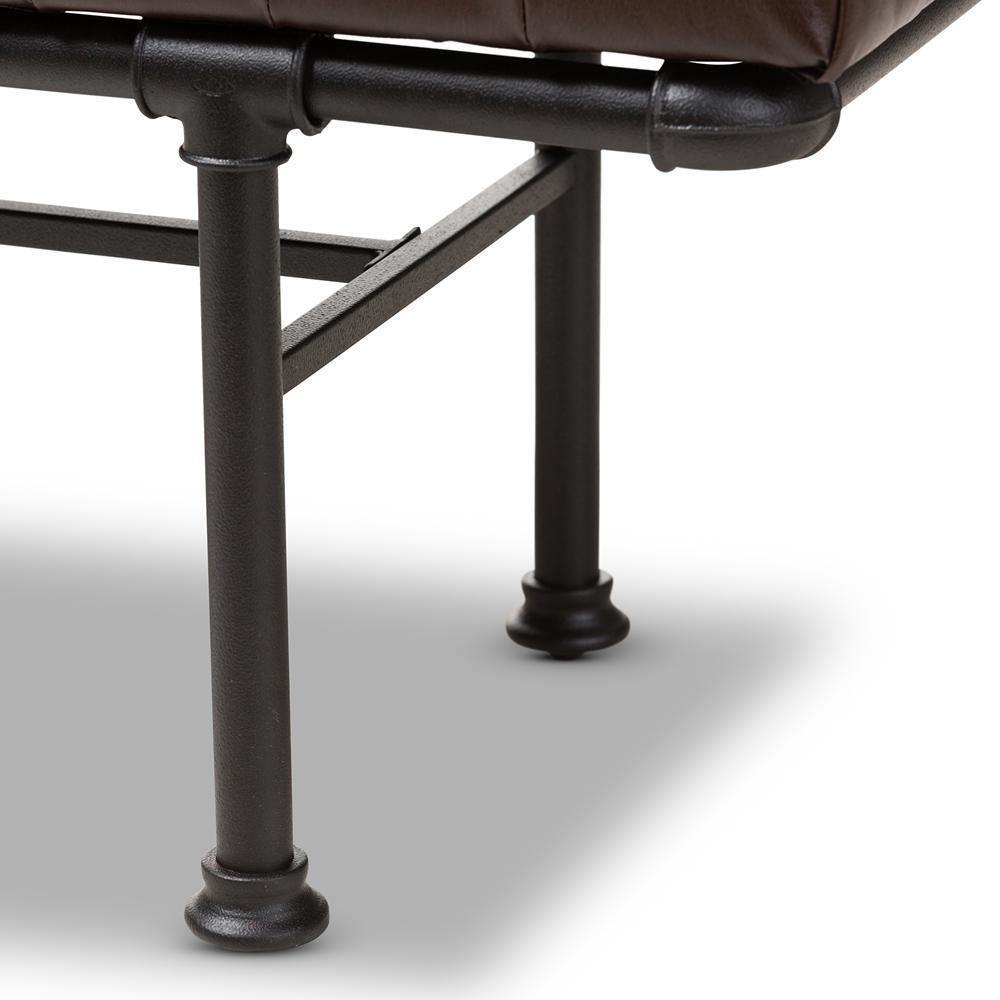 Zelie Rustic and Industrial Brown Faux Leather Upholstered Bench FredCo