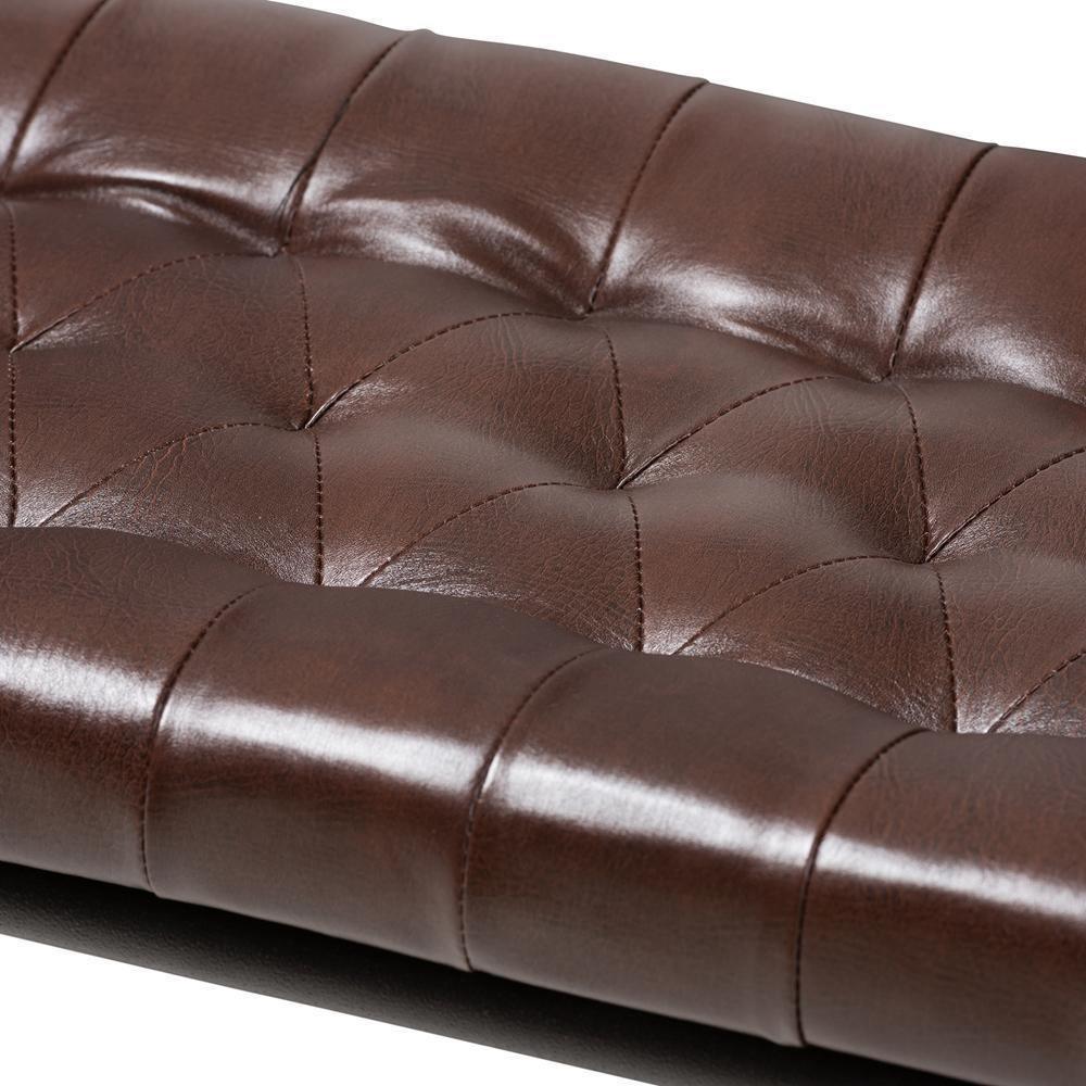 Zelie Rustic and Industrial Brown Faux Leather Upholstered Bench FredCo
