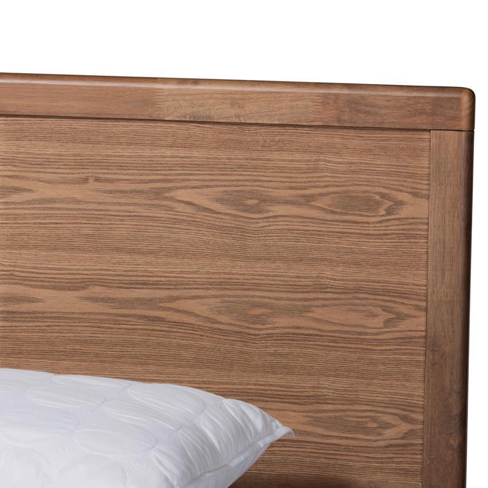 Zenon Mid-Century Modern Walnut Brown Finished Wood King Size Platform Bed FredCo