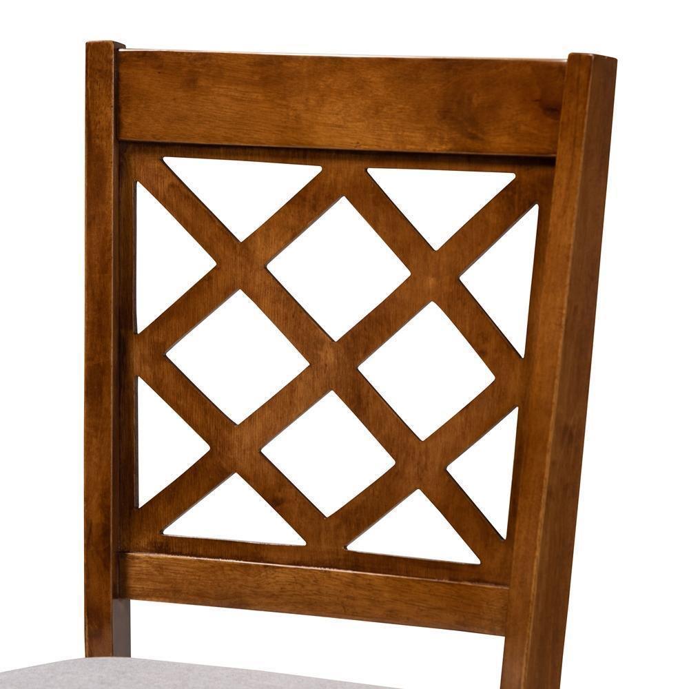 Zoe Modern and Contemporary Grey Fabric Upholstered and Walnut Brown Finished Wood 5-Piece Dining Set FredCo