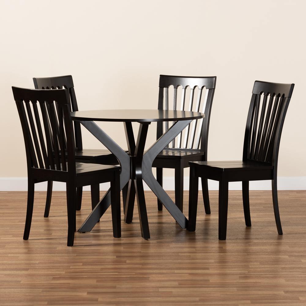 Zora Modern and Contemporary Dark Brown Finished Wood 5-Piece Dining Set FredCo