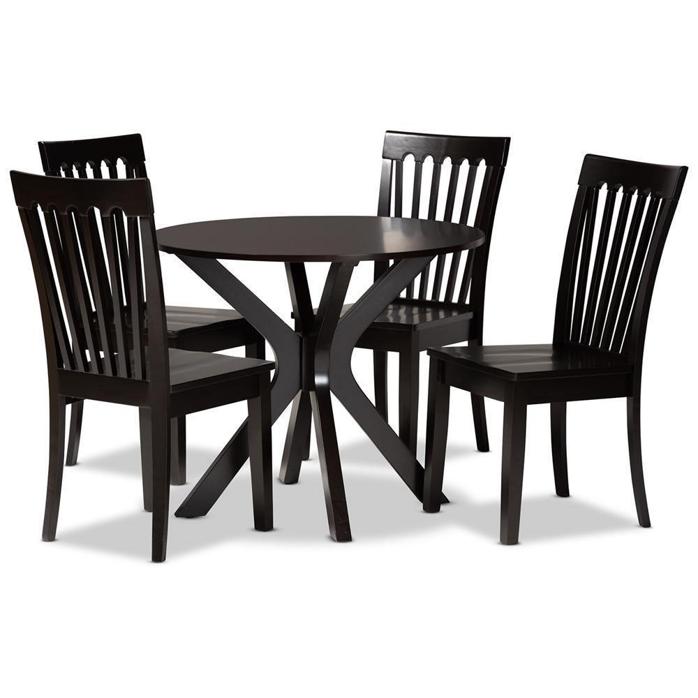 Zora Modern and Contemporary Dark Brown Finished Wood 5-Piece Dining Set FredCo