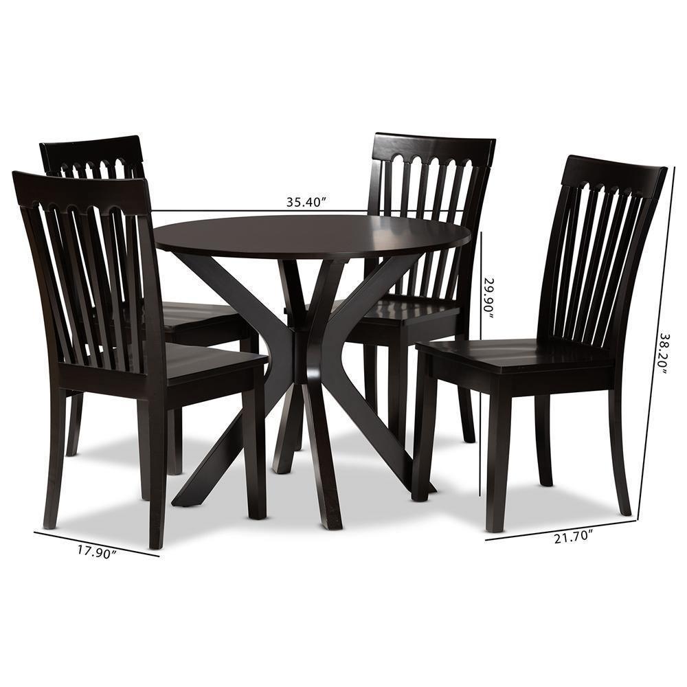 Zora Modern and Contemporary Dark Brown Finished Wood 5-Piece Dining Set FredCo