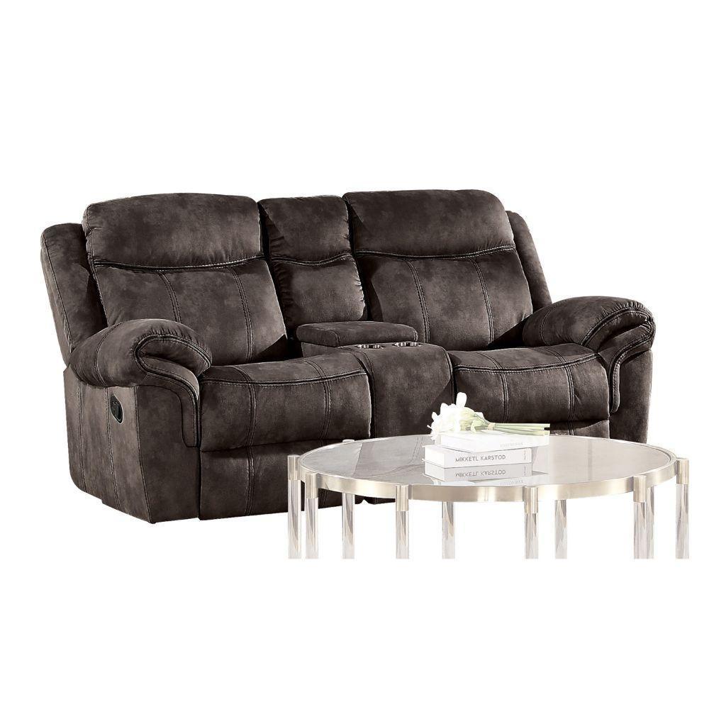Zubaida Loveseat w/USB Port & Console (Glider & Motion) Two Tone Chocolate Velvet FredCo
