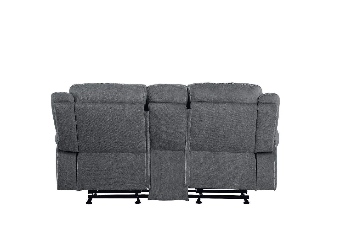 Zubaida Loveseat w/USB Port & Console (Glider & Motion) Two Tone Gray Velvet FredCo