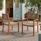Outdoor Dining Chair Set of 2, Patio Chairs, Teak Acacia Wood, Light Brown Rope FredCo