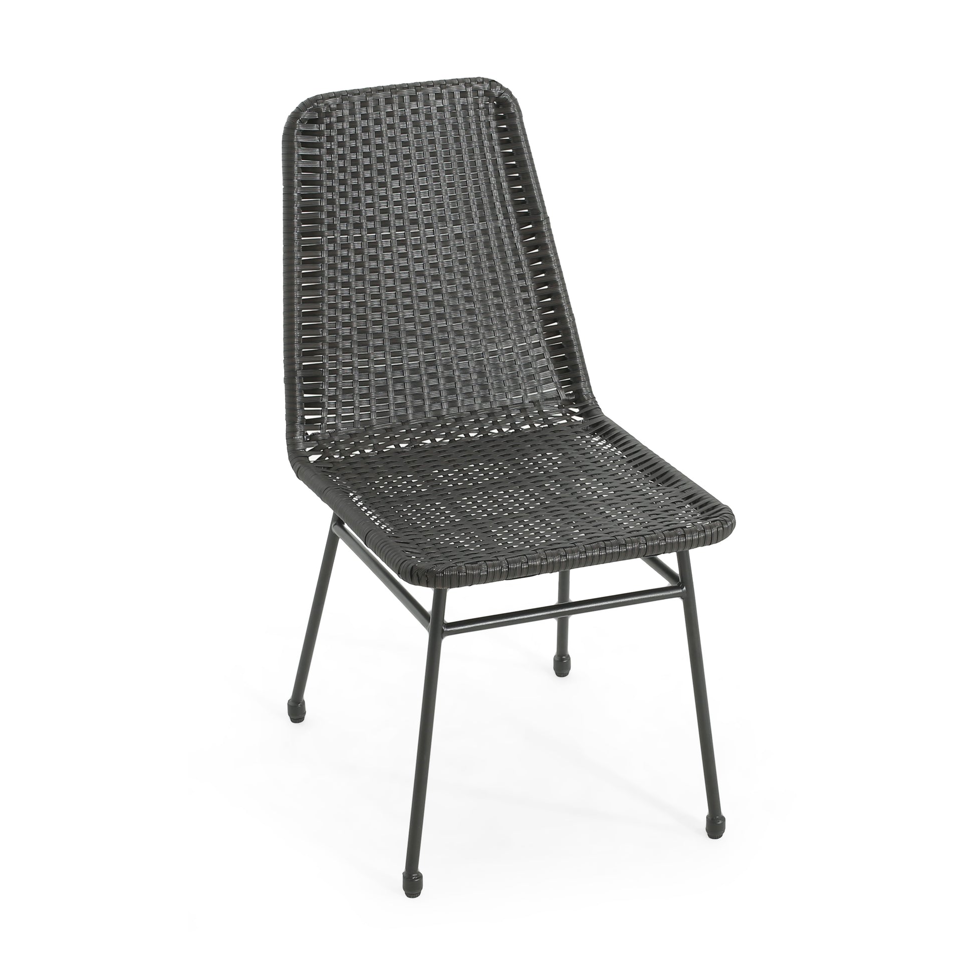 Aluminum and Rattan Chat Set, Outdoor Patio Set Includes Rattan Dining Chair Set of 2 and C-Shaped Side Table FredCo