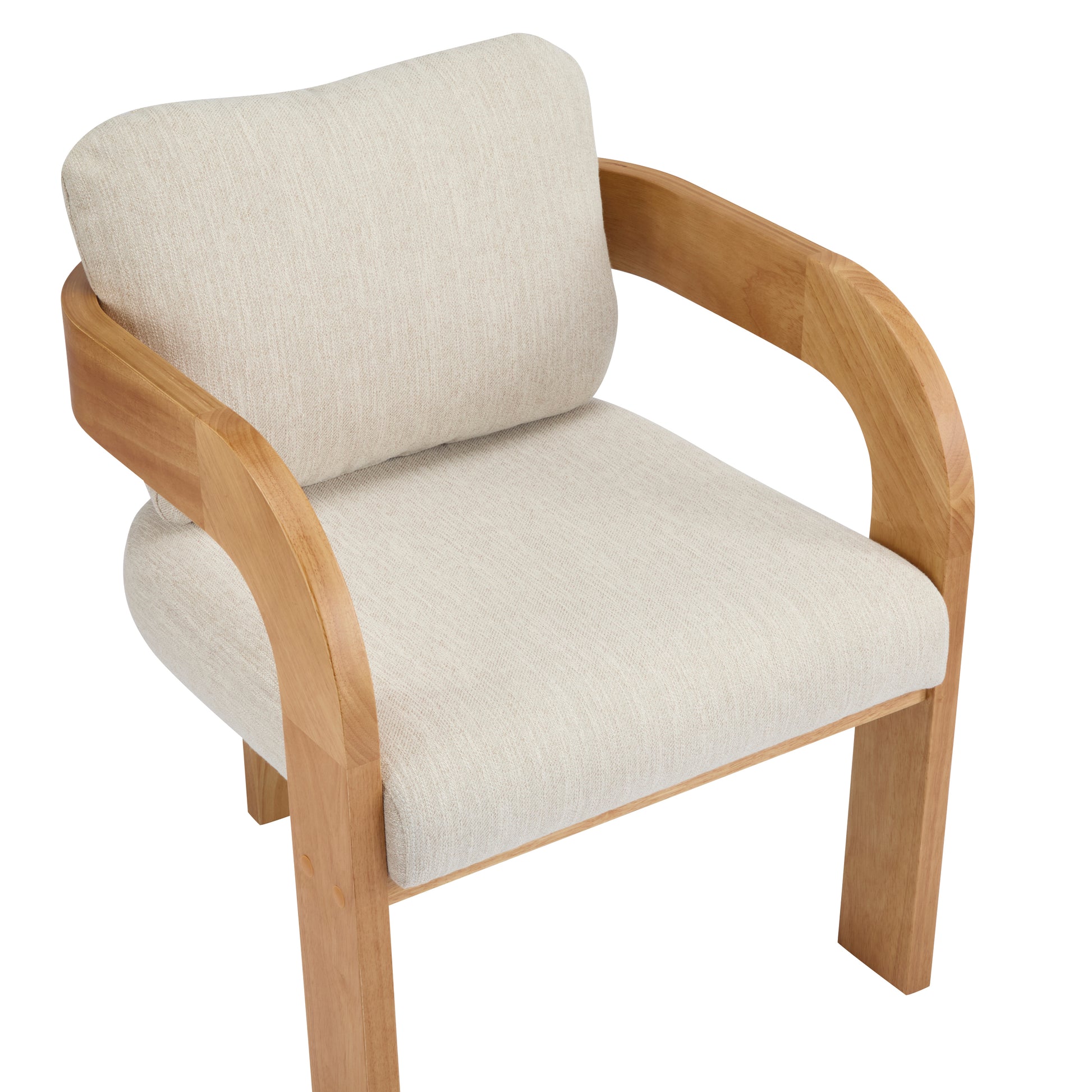 2-Pack Dining Chairs with Pillow Back, Beige Fabric, Natural Color Solid Wood Frame FredCo