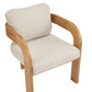 2-Pack Dining Chairs with Pillow Back, Beige Fabric, Natural Color Solid Wood Frame FredCo
