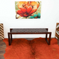 Christina Mid-Century Modern Tan Leather Bench with Solid Wood Frame and Tapered Legs 18.5'H x 55'W x 15.7'D for Living Room Bedroom Waiting Room FredCo