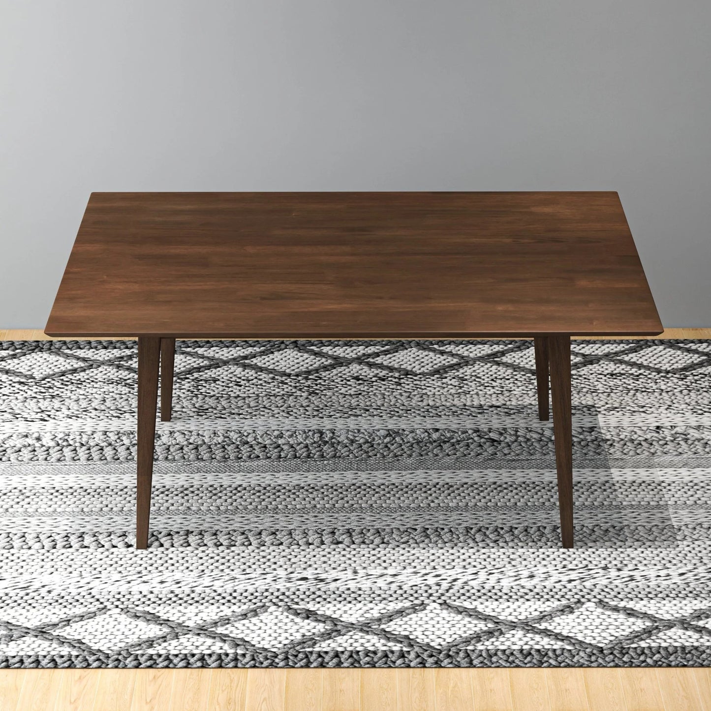 Levi Modern Style Solid Wood Rectangular Dining Kitchen Table Brown Finish FredCo