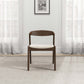 Modern wooden accent chair with cream cushion in bright living room, FredCo International