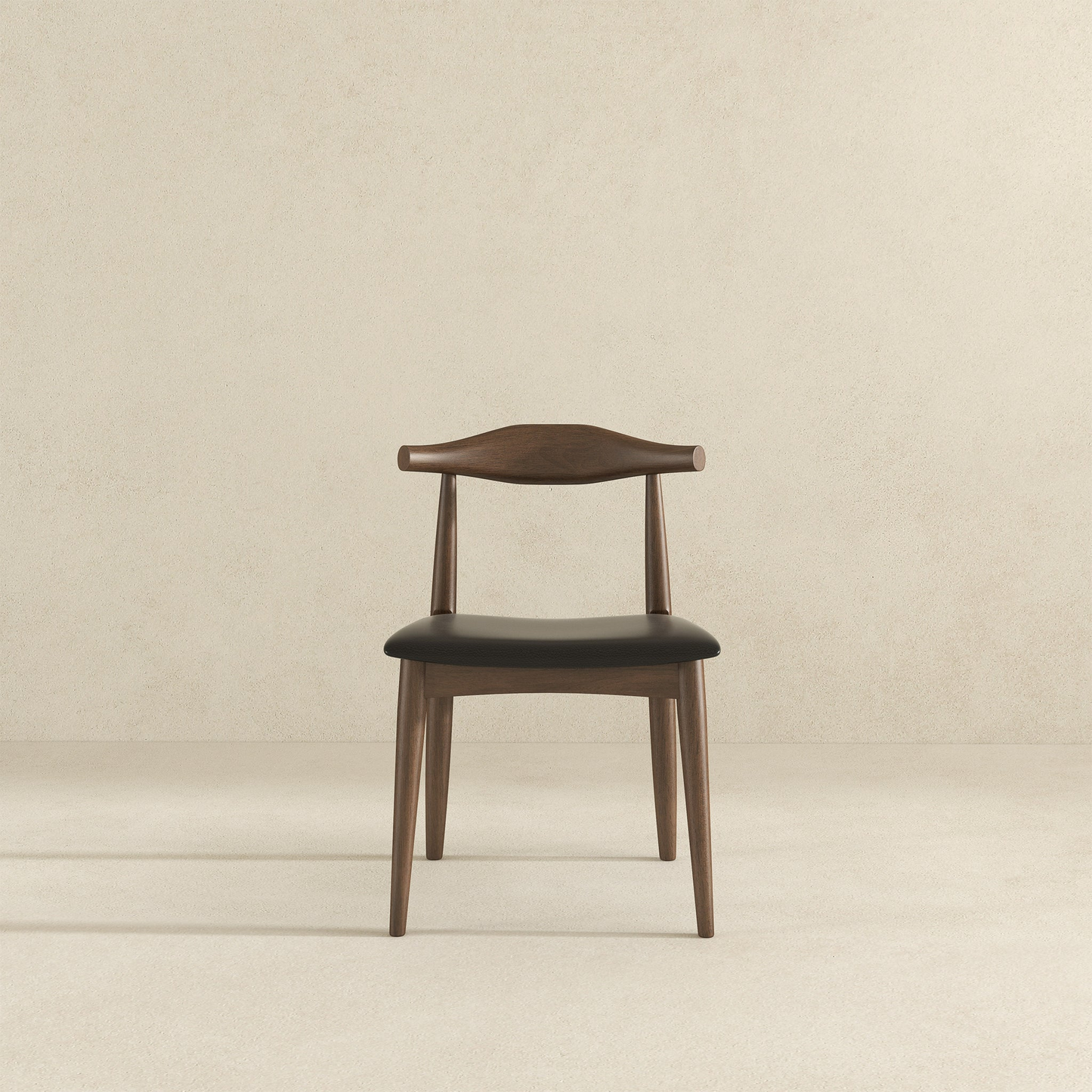 Modern wooden dining chair with black seat cushion on light background, FredCo International