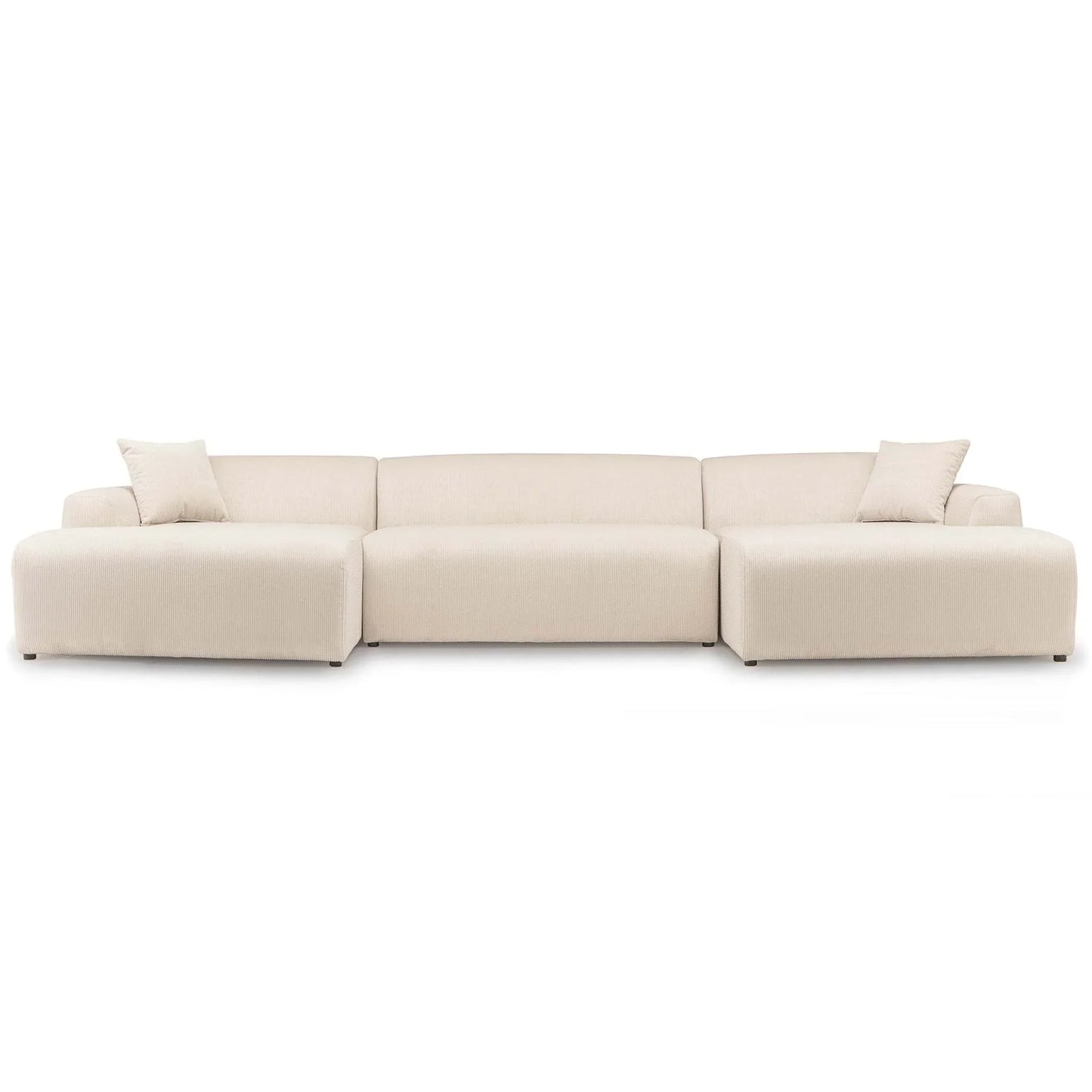 Modern beige sectional sofa with two accent pillows from FredCo International furniture