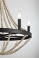 Starry Wood Chandelier Farmhouse Six Candle Light Wood Beaded Black Pendant Light for Dining Room FredCo