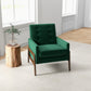 Modern green accent chair with wooden legs in bright living room, FredCo International furniture