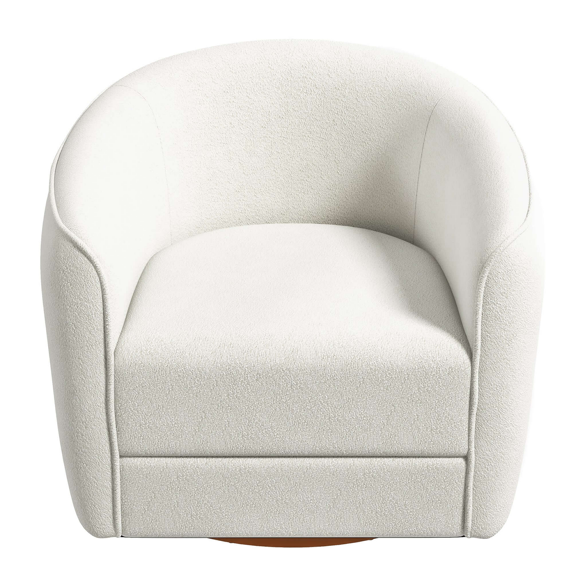 High Quality Elise Mid Century Modern Beige Boucle Swivel Chair with Elegant Design and Multi-functional Use 34.2W'x 30D'x 30H' Swivel Round Chairs for Living Room Bedroom Reading, White FredCo
