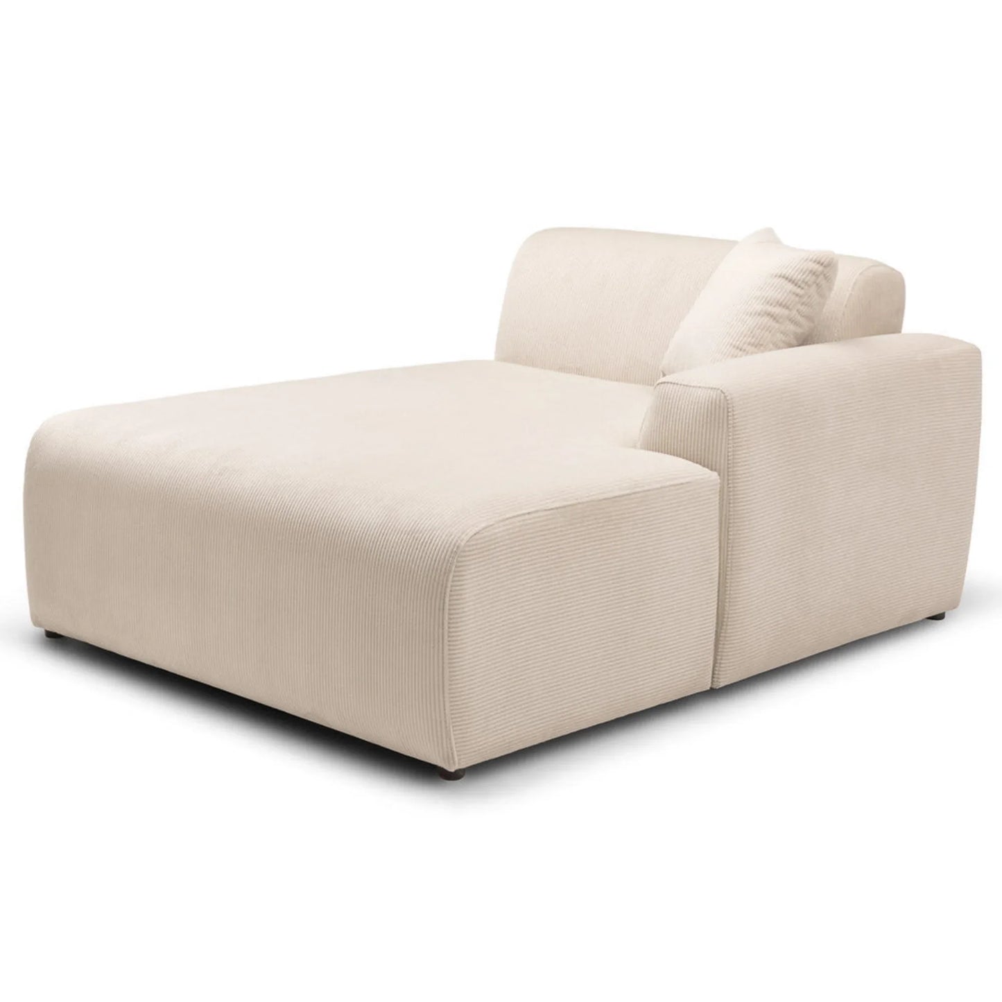 Modern beige chaise lounge sofa with corduroy fabric, offered by FredCo International