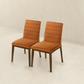 Ines Mid-Century Modern Burnt Orange Velvet Dining Chair Set with Walnut Solid Wood Base 35.8'H x 18.9'W x 24'D FredCo