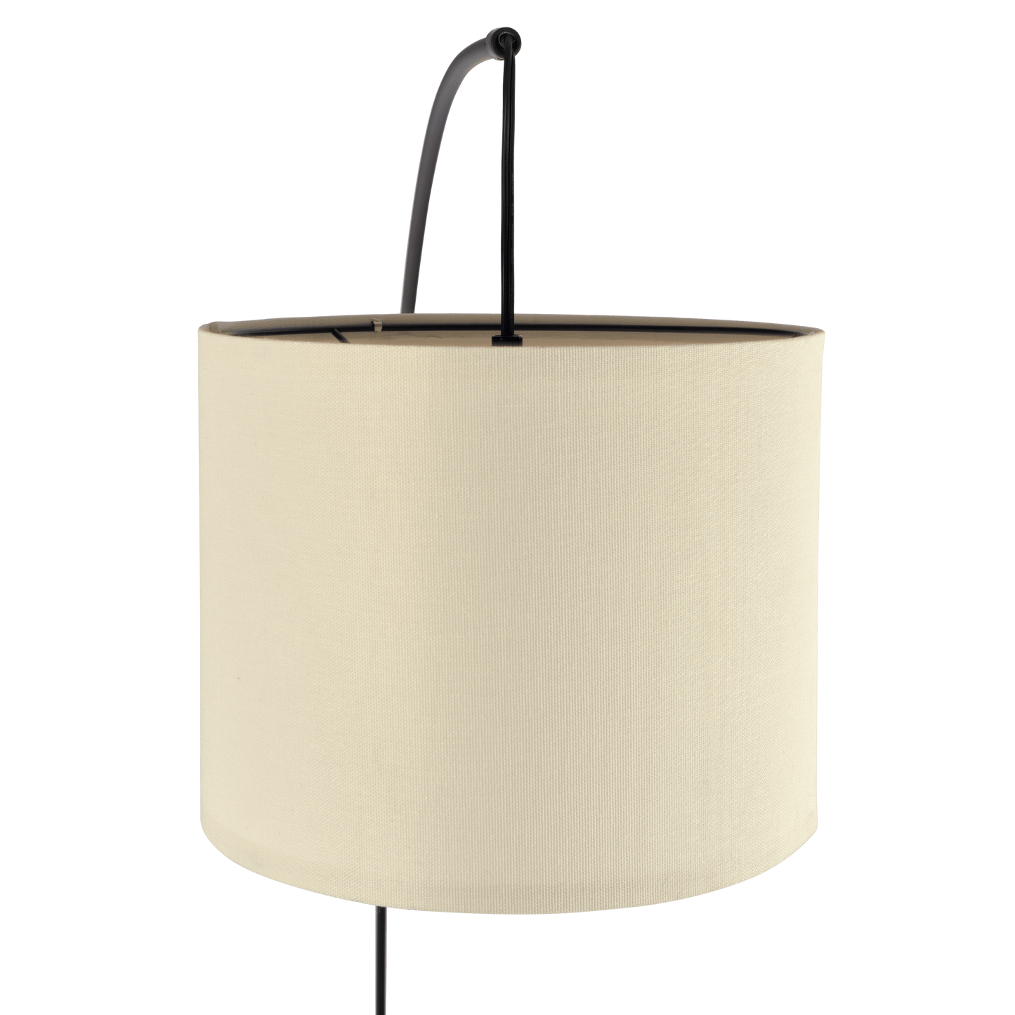 Modern beige fabric drum lampshade with black metal support, FredCo International furniture
