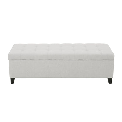 Upholstered Storage Ottoman Bench, Entryway Bench, End of Bed Bench, Ottoman Foot Rest for Bedroom, Light Grey, 300lbs