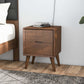 Alexandra Mid-Century Modern Night Stand with 2 Drawers in Walnut Brown Solid Wood 24.8'H x 17.7'W x 15.7'D FredCo