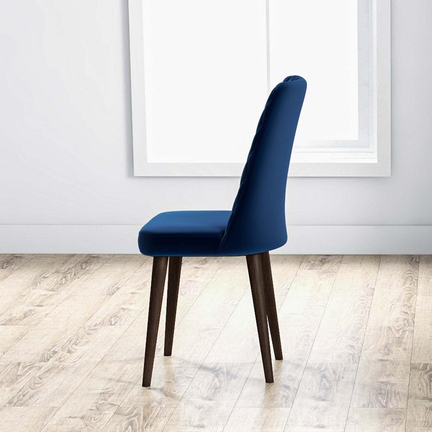 Best selling Katie Mid-Century Modern Velvet Dining Chair (Set Of 2)- Blue, Solid Wood, 20x18x36 Inches Table Chairs for Living Room Bedroom Outdoor Lounge FredCo