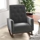 Elegant Style Demetrius Dark Grey Fabric Rocking Chair with Solid Wood Frame for Living Room and Nursery 36.6'H x 27.5'W x 39'D for Living Room Bedroom Reading FredCo