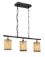 Modern black chandelier with three woven rattan pendant lamp shades, FredCo International