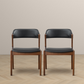 High Quality Enzo Mid-Century Modern Black Leather Dining Chair (Set of 2) with Solid Wood Base 21.1'W x 24.5'D x 30.1'H for Living Room Bedroom Outdoor FredCo