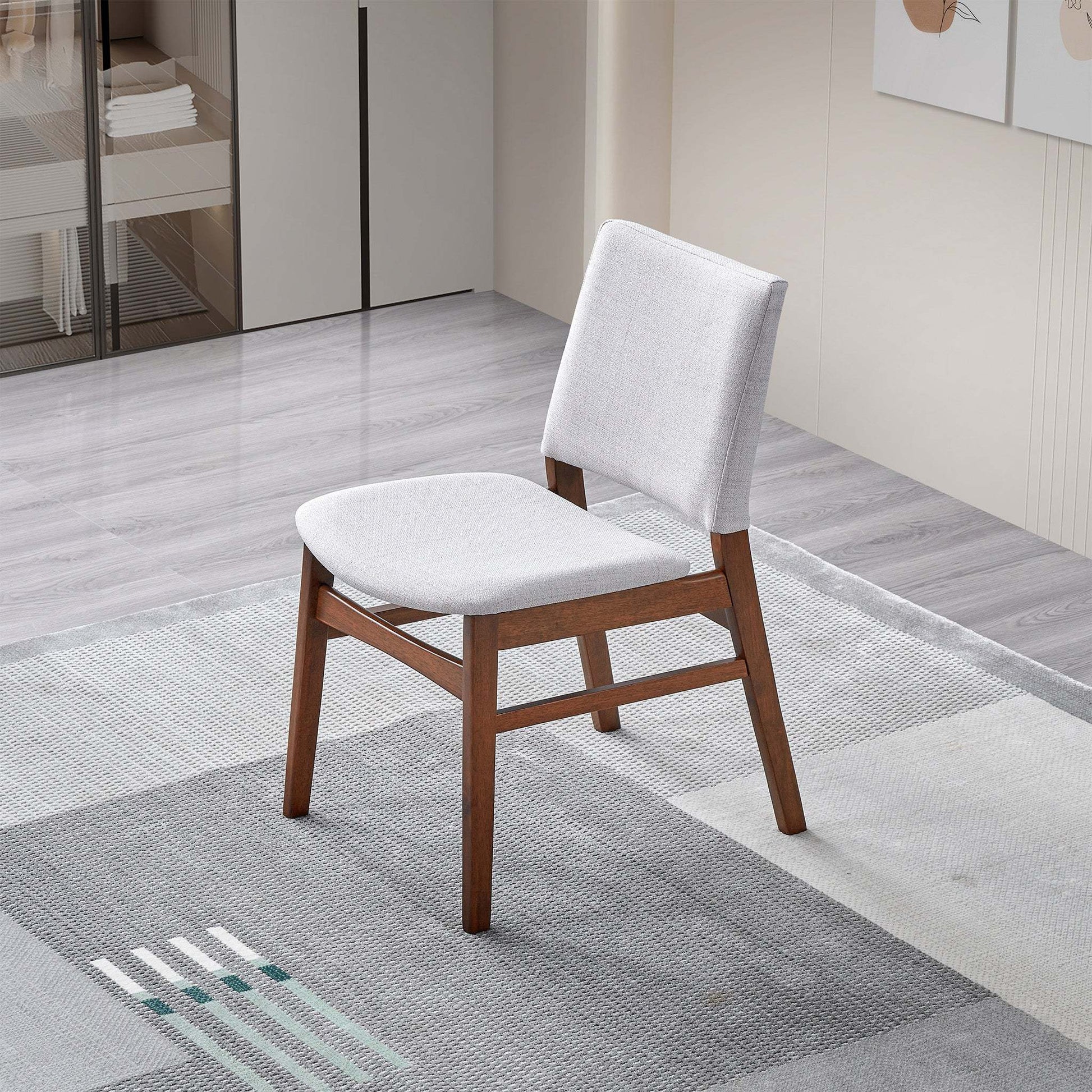 Gusto Mid-Century Modern Fabric Dining Chair (Set of 2) in Light Gray with Solid Wood Frame 22.4'W x 18.1'D x 31.1'H for Living Room Bedroom Outdoor FredCo