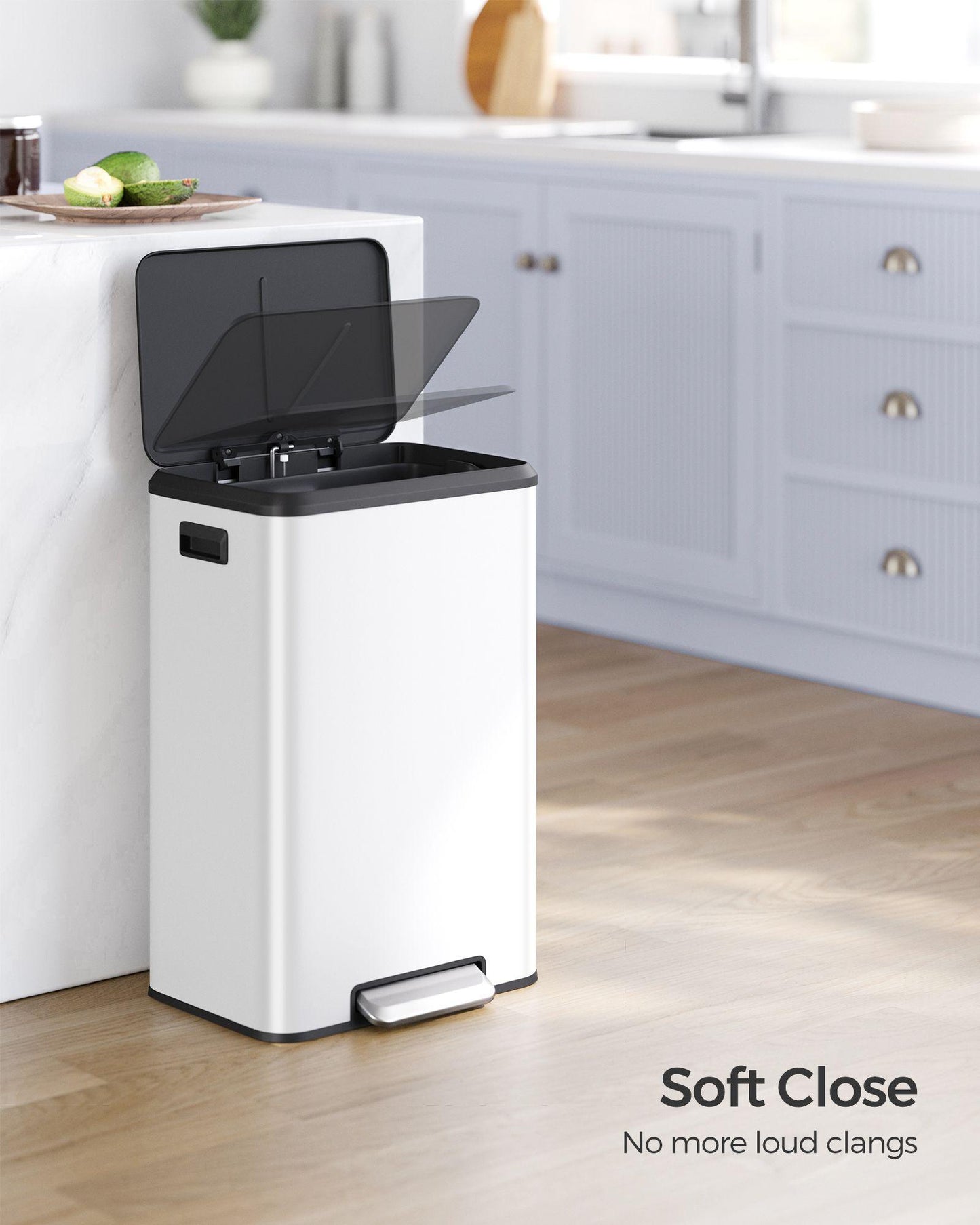 10.5-Gallon Step Kitchen Trash Can Cloud White FredCo