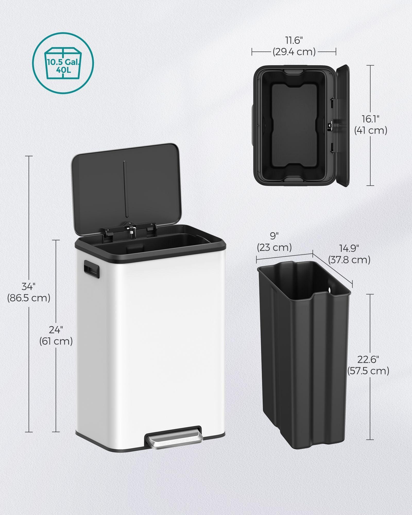 10.5-Gallon Step Kitchen Trash Can Cloud White FredCo