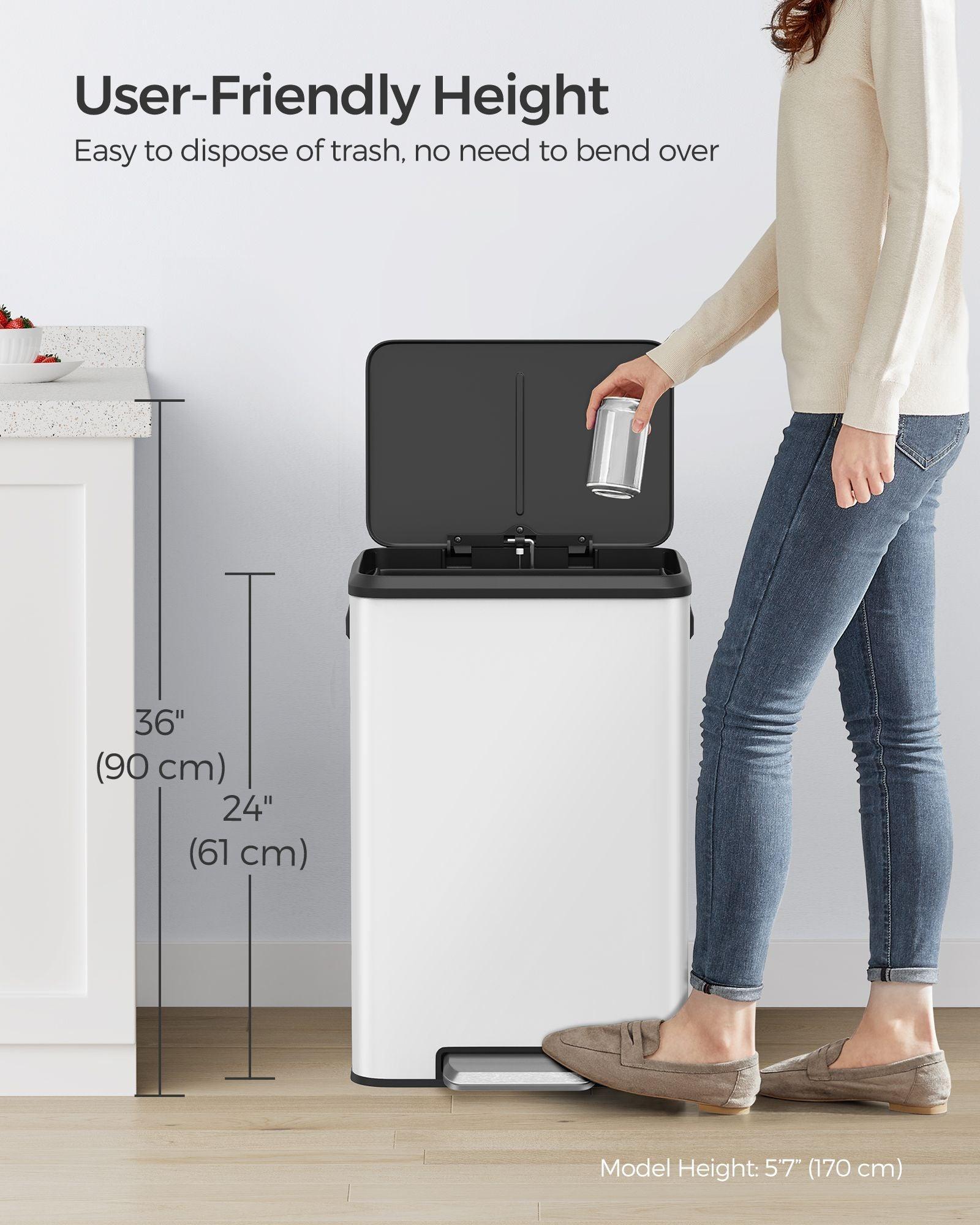 10.5-Gallon Step Kitchen Trash Can Cloud White FredCo