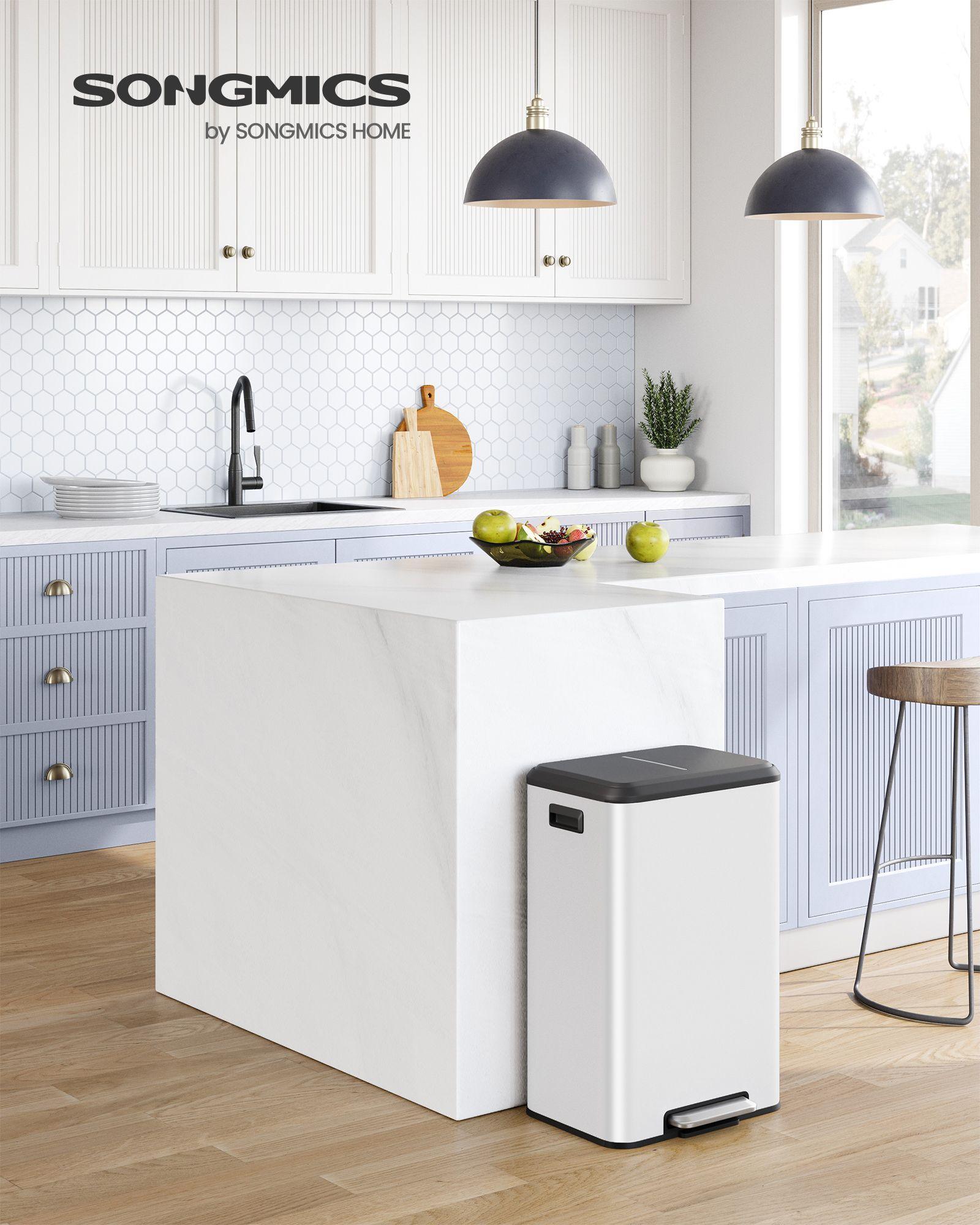 10.5-Gallon Step Kitchen Trash Can Cloud White FredCo