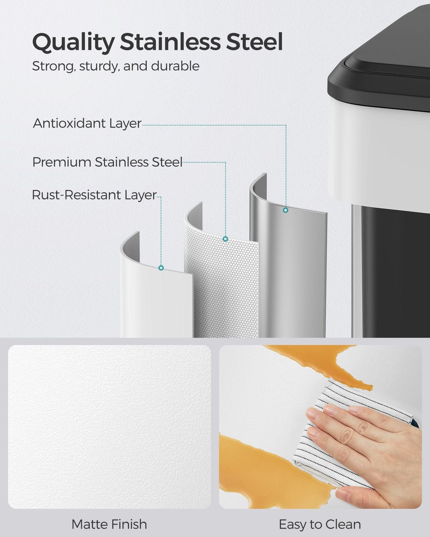 10.5-Gallon Step Kitchen Trash Can Cloud White FredCo