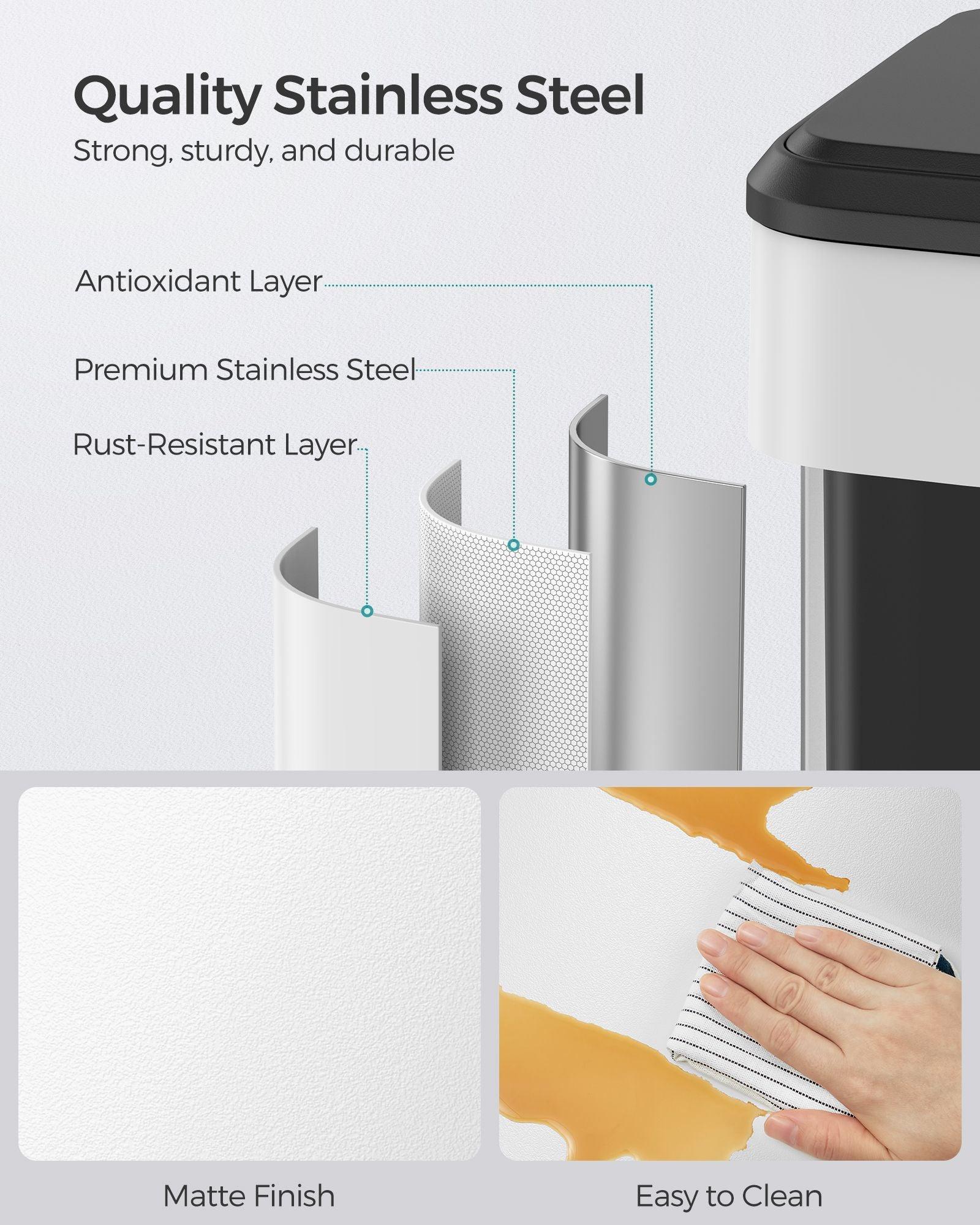10.5-Gallon Step Kitchen Trash Can Cloud White FredCo