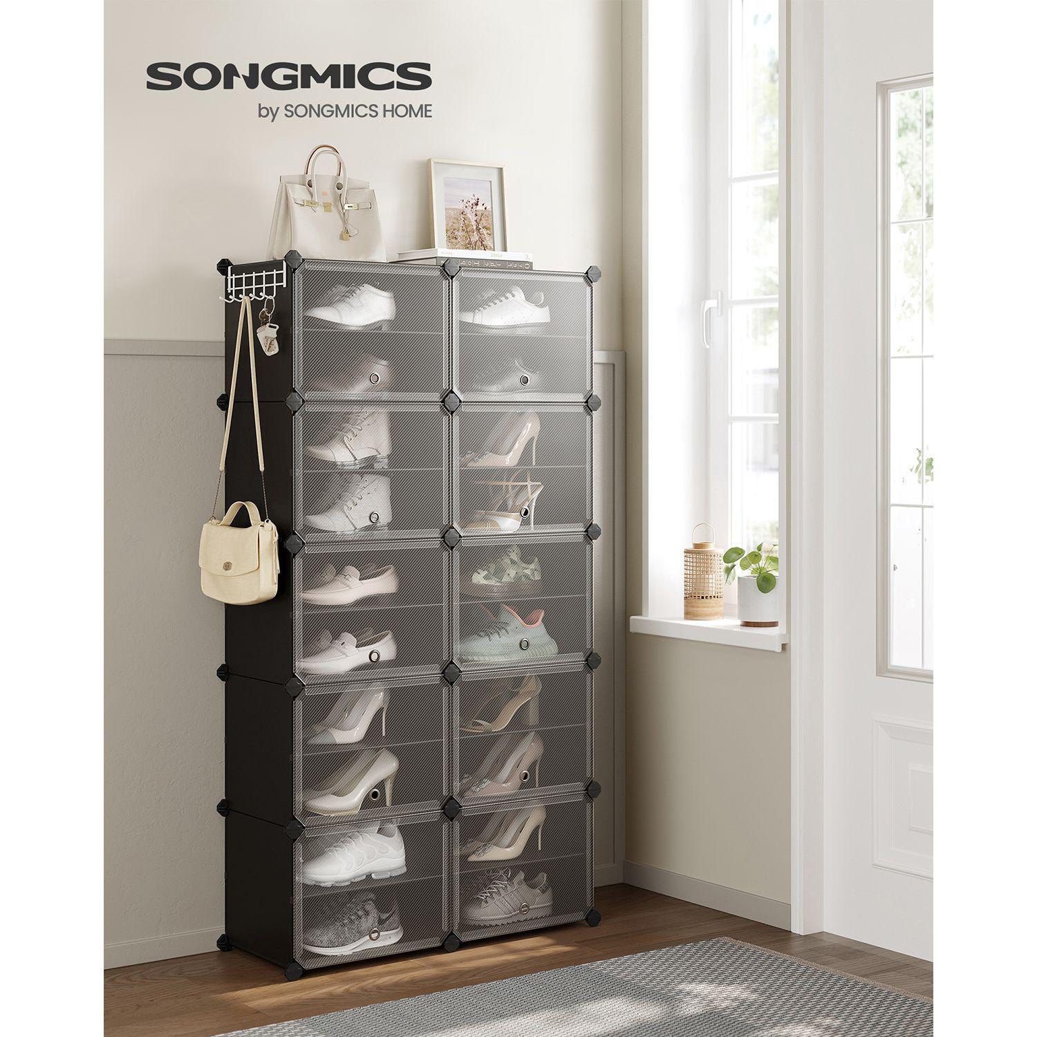 10 Cubes Shoe Organizer with Doors Black FredCo