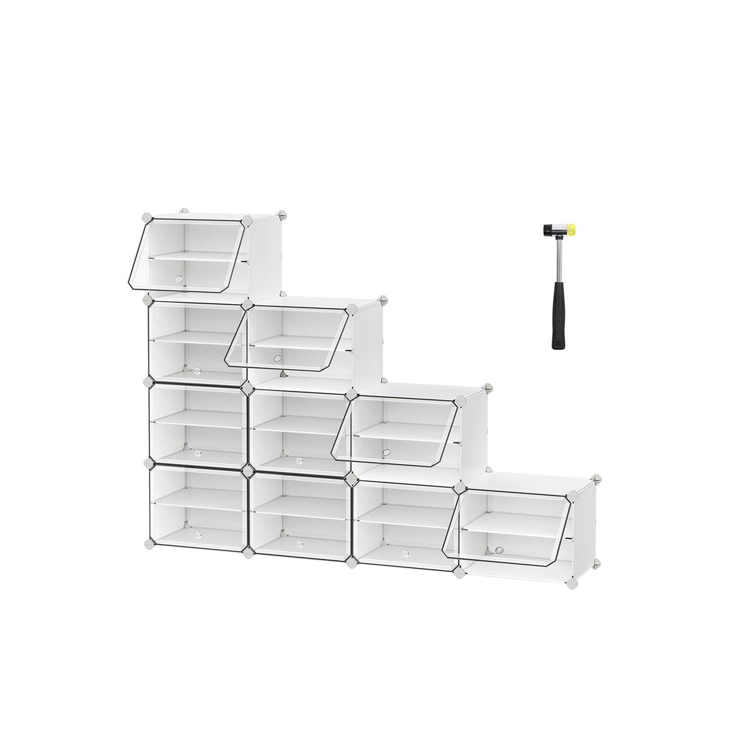 10 Cubes Shoe Organizer with Doors White FredCo