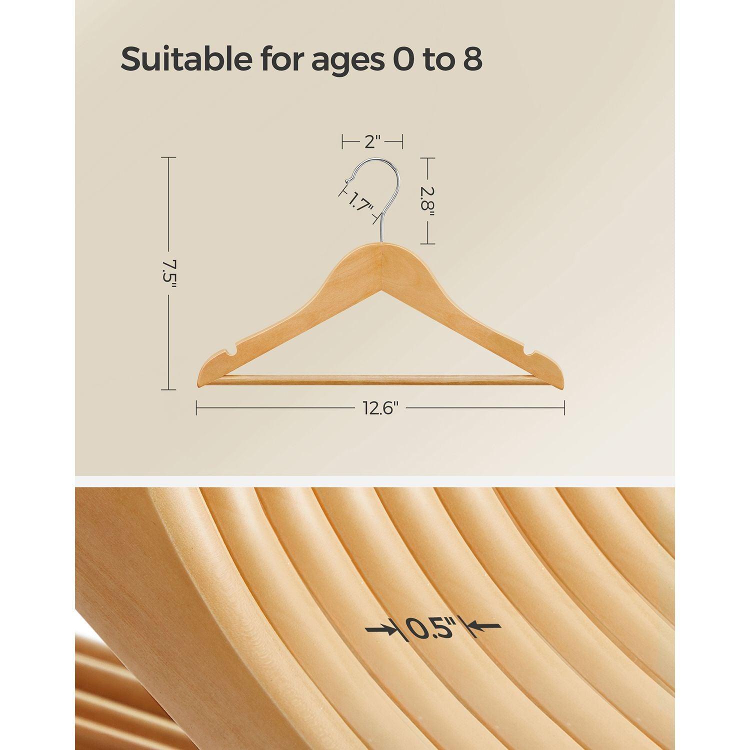 10-Pack Kids Wooden Hangers FredCo
